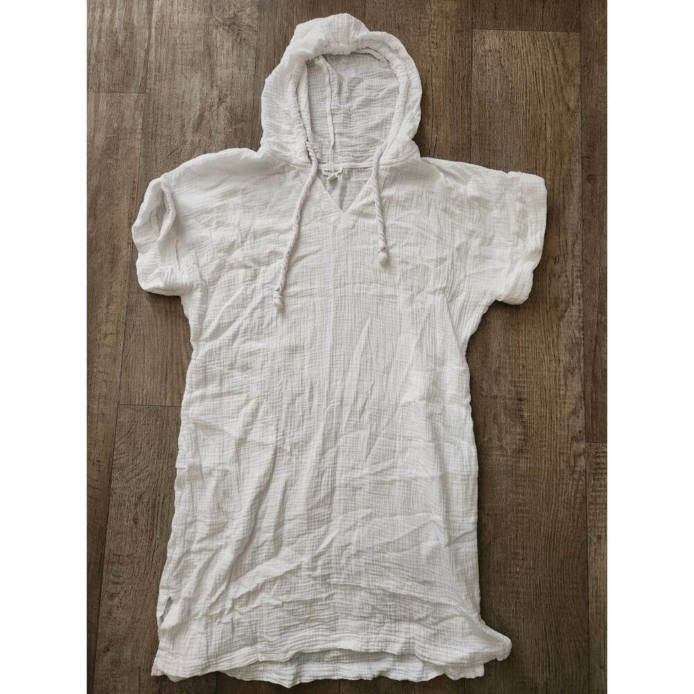 TRIBAL JEANS Womens Size P/S White Hooded Swim Beach Dress Cover Up Pockets